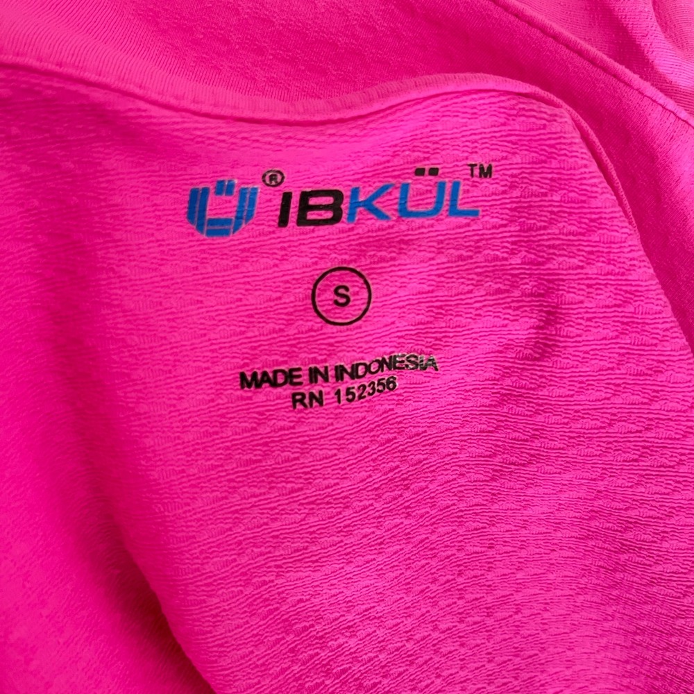 IBKUL 1/4 Zip Pullover Womens Small Pink Mesh Panel Long Sleeve Mock Neck Top - Picture 3 of 4